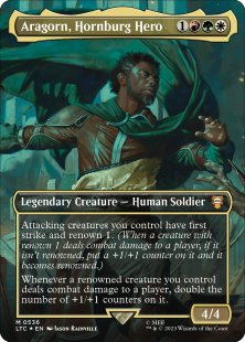 Aragorn, Hornburg Hero (#536) (surge foil) (borderless)