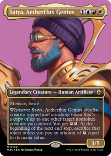 Satya, Aetherflux Genius (#142) (ripple foil) (borderless)