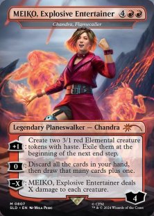 Chandra, Flamecaller (#807) (Hatsune Miku: Electric Entourage) (borderless) (Japanese)