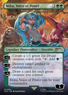 Freyalise, Llanowar's Fury (#1598) (Hatsune Miku: Electric Entourage) (borderless)