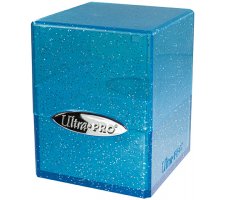 Deckbox Satin Cube Blue with Silver Glitter